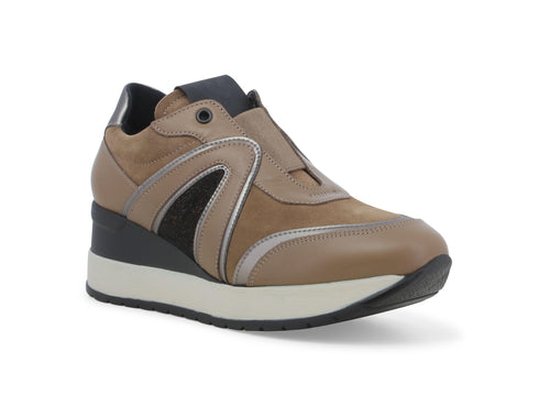 Melluso Scarpe Slip-on Comode Zeppa Tomaia Pelle Camoscio